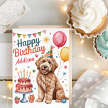Personalized Cute Goldendoodle Birthday Card