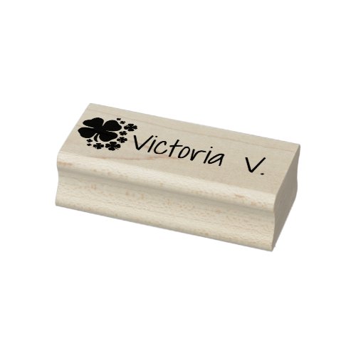 Personalized Cute Good Luck Clover Shamrock Name Rubber Stamp
