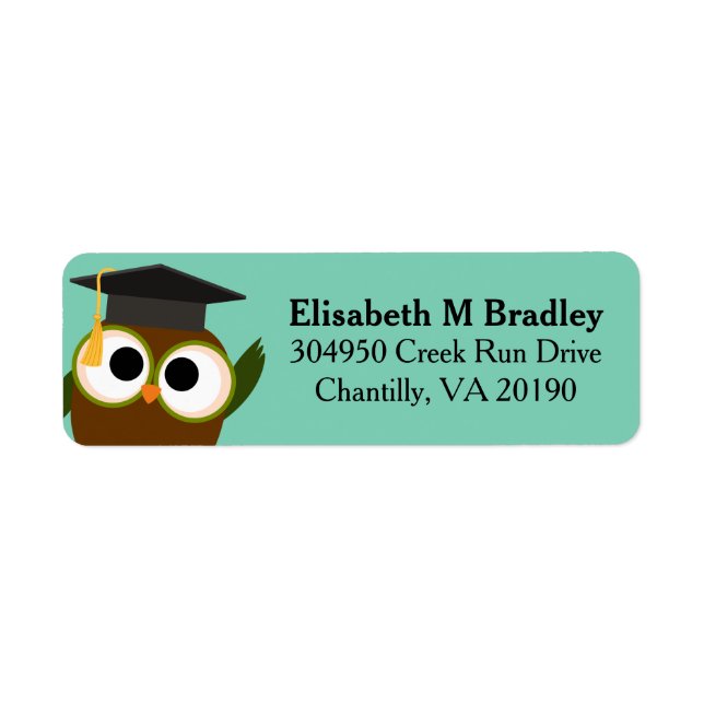 Personalized Cute Graduation Owl Label (Front)