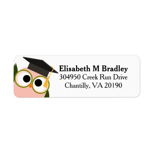 Personalized Cute Graduation Owl _ Pink Label
