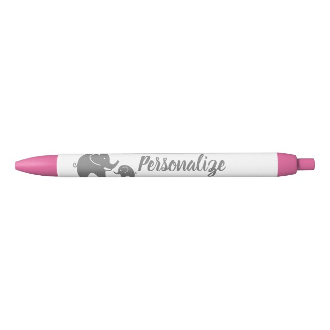 Personalized cute gray elephant baby shower party pen (Front)
