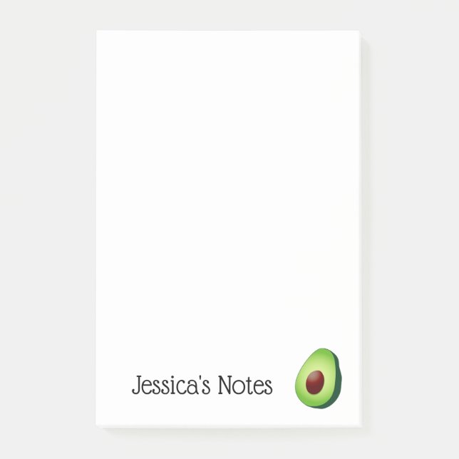Personalized cute green avocado Post-it® notes (Front)