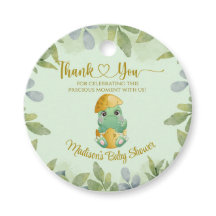 Personalized Cute Green Dinosaur Boys Baby Shower