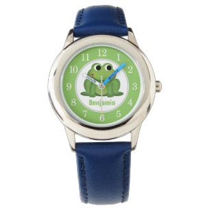 Personalized Cute Green Frog Kids Watch