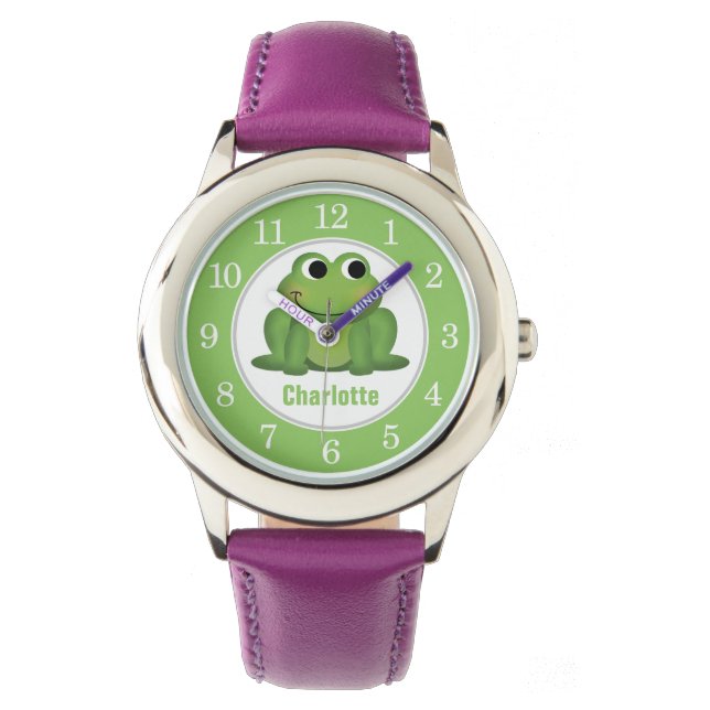 Personalized Cute Green Frog Kids Watch (Front)