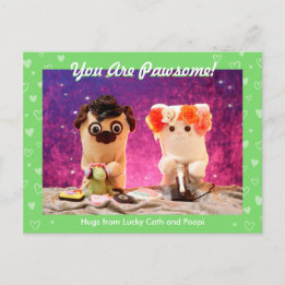 Personalized Cute Green Stylish Hearts Photo Postcard