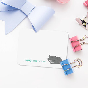 Personalized Cute Grey Cat Note Card