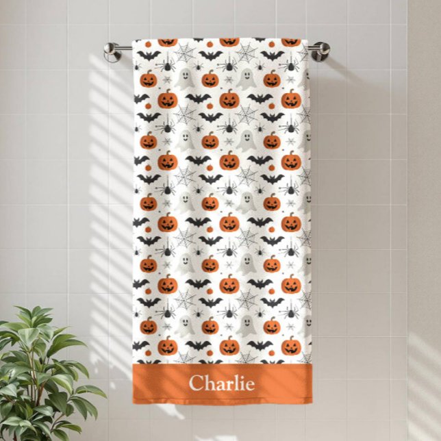Personalized Cute Halloween Bath Towel (Creator Uploaded)