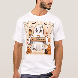 Personalized Cute Halloween Ghost Teacher T-Shirt