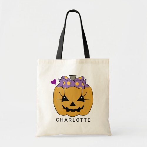 Personalized Cute Halloween Pumpkin Tote Bag