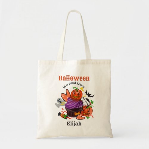 Personalized Cute Halloween Trick or Treat Tote Ba