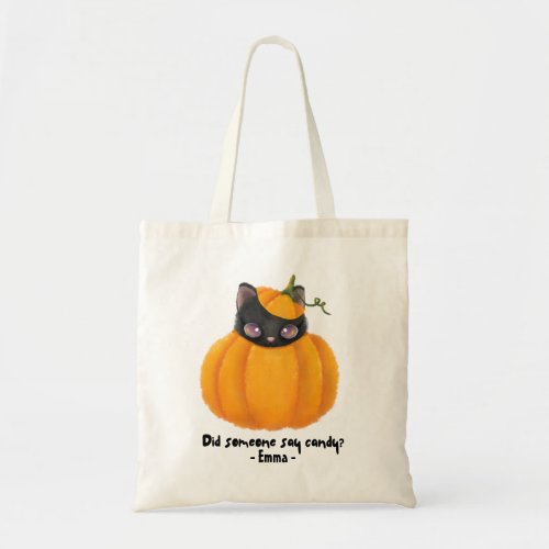 Personalized Cute Halloween Trick or Treat Tote Bag