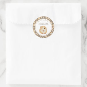 Personalized Cute Hamster Pattern Birthday Party  Classic Round Sticker