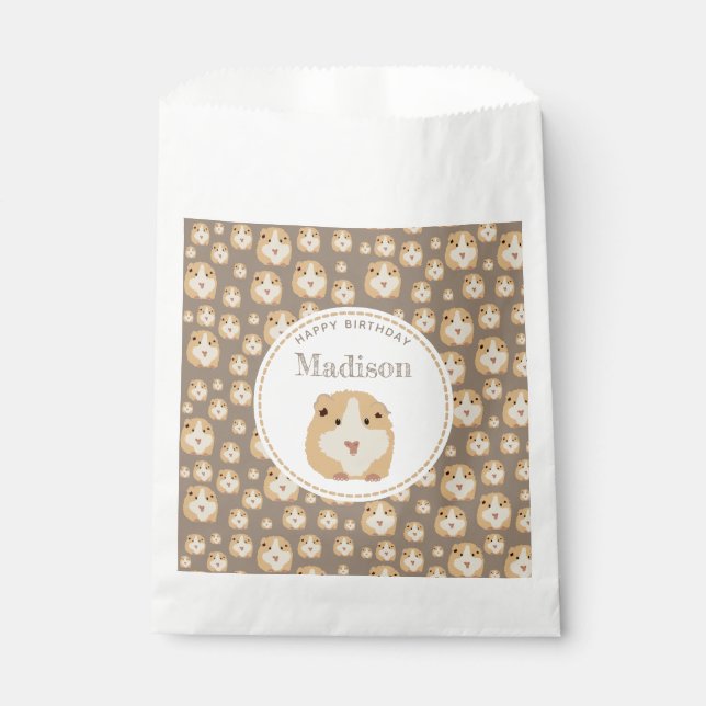 Personalized Cute Hamster Pattern Birthday Party Favor Bag (Front)