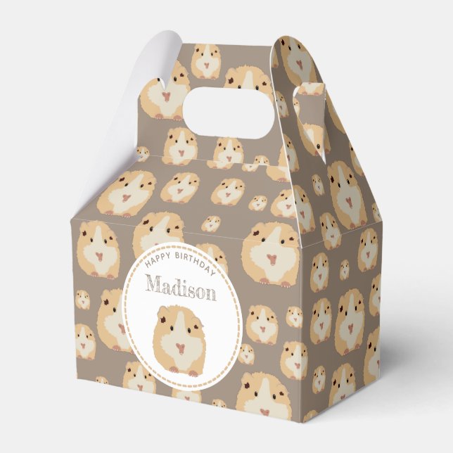 Personalized Cute Hamster Pattern Birthday Party Favor Boxes (Front Side)