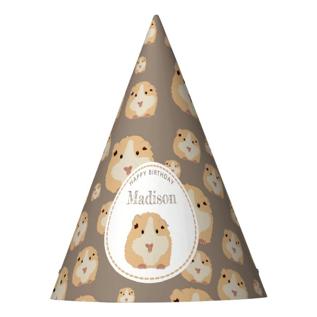 Personalized Cute Hamster Pattern Birthday Party  Hat (Front)