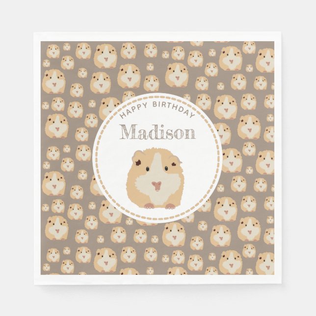 Personalized Cute Hamster Pattern Birthday Party  Napkins (Front)
