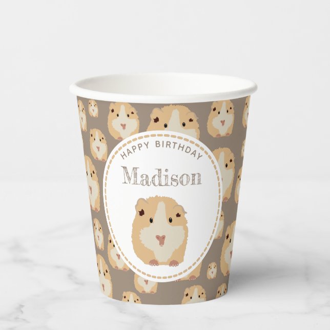Personalized Cute Hamster Pattern Birthday Party Paper Cups (Front)