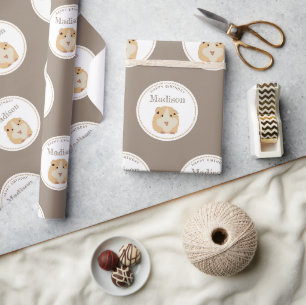 Personalized Cute Hamster Pattern Birthday Party Wrapping Paper