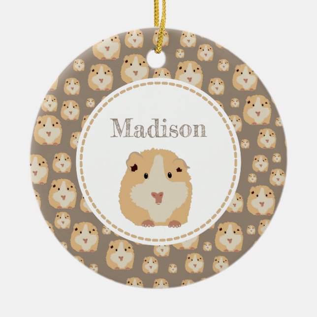 Personalized Cute Hamster Pattern  Ceramic Ornament (Front)