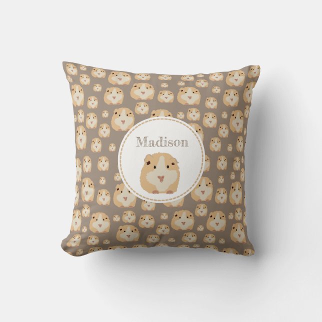 Personalized Cute Hamster Pattern Throw Pillow (Front)