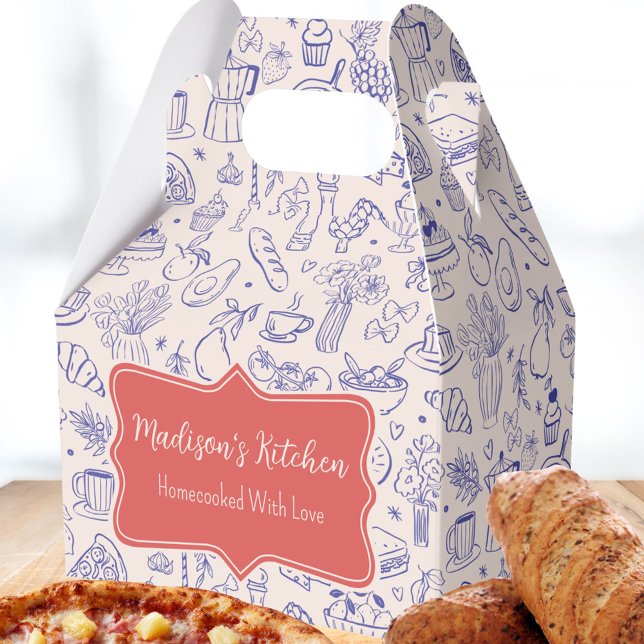 Personalized Cute Hand Drawn Food Favor Boxes (In situ)
