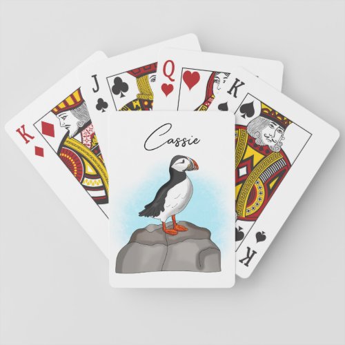 Personalized Cute Hand drawn Puffin Playing Cards
