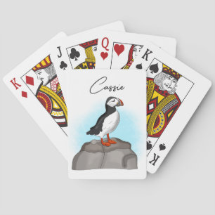 Personalized Cute Hand drawn Puffin Poker Cards
