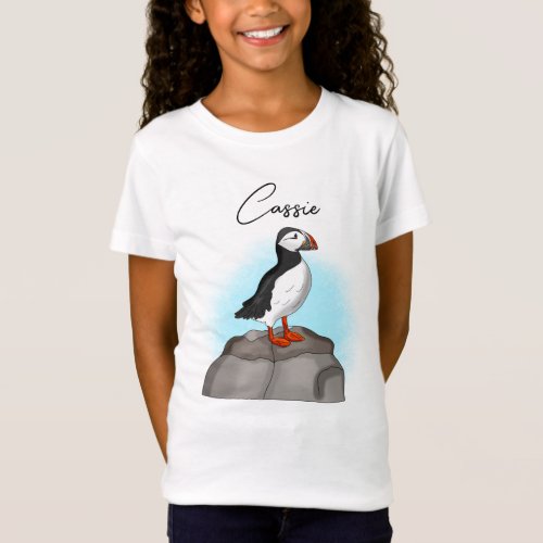 Personalized Cute Hand drawn Puffin T_Shirt
