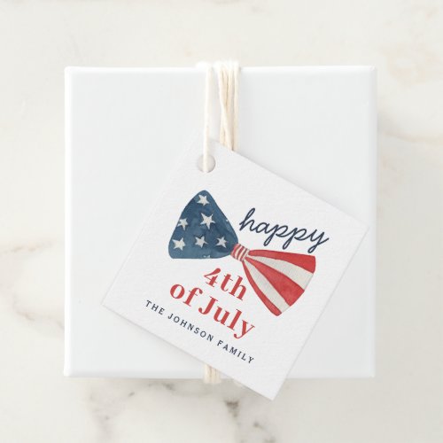 Personalized Cute Happy 4th of July Favor Tags