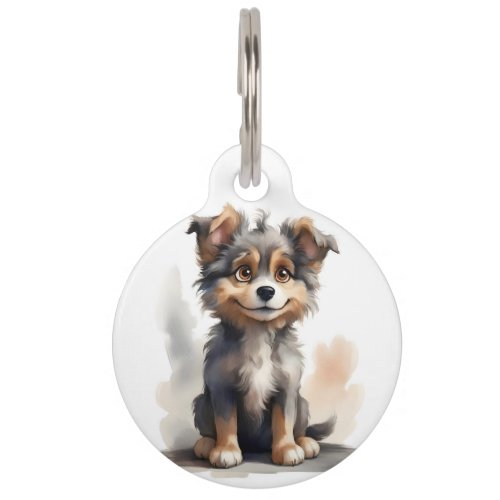 Personalized Cute Happy Smiling Dog Portrait  Pet ID Tag