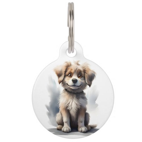 Personalized Cute Happy Smiling Dog Puppy Portrait Pet ID Tag