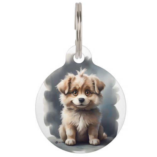 Personalized Cute Happy Smiling Puppy Dog Portrait Pet ID Tag