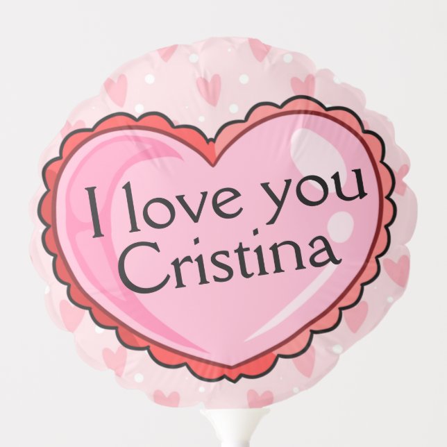 Personalized Cute Heart I Love You Valentines Balloon (Front)