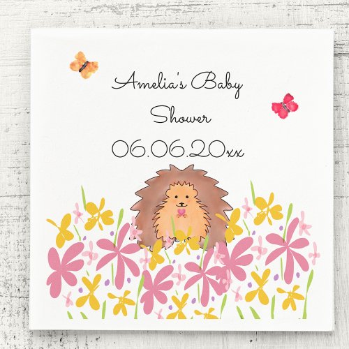 Personalized Cute Hedgehog Baby shower Napkins