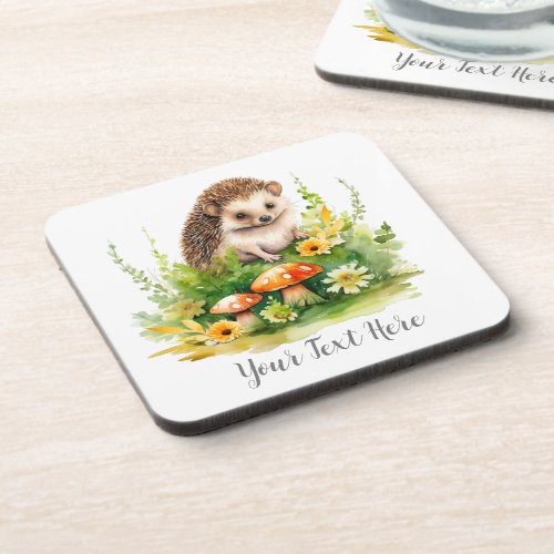 Personalized Cute Hedgehog Beverage Coaster