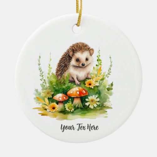 Personalized Cute Hedgehog Ceramic Ornament