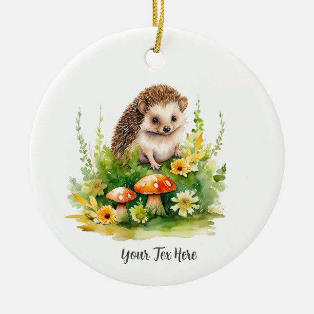 Personalized Cute Hedgehog Ceramic Ornament (Front)