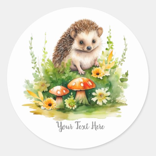 Personalized Cute Hedgehog Classic Round Sticker