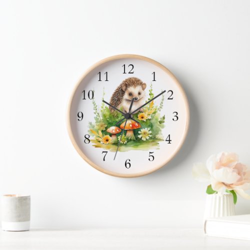 Personalized Cute Hedgehog Clock