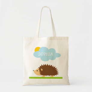 Personalized cute hedgehog kid's tote bag