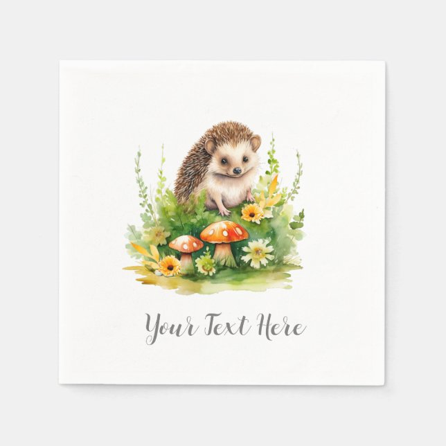 Personalized Cute Hedgehog Napkins (Front)