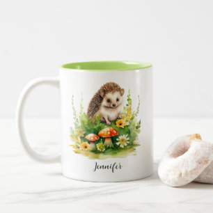 Personalized Cute Hedgehog Two-Tone Coffee Mug