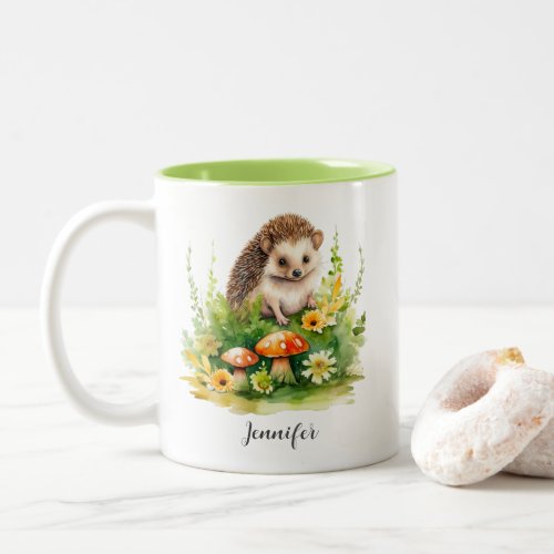 Personalized Cute Hedgehog Two_Tone Coffee Mug
