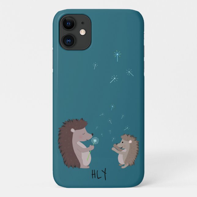 Personalized Cute Hedgehogs With Dandelions Case-Mate iPhone Case (Back)