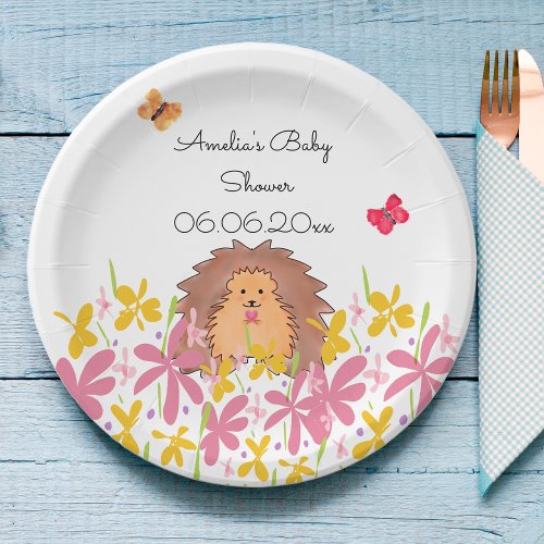 Personalized Cute Hedghog Baby Shower Paper Plates