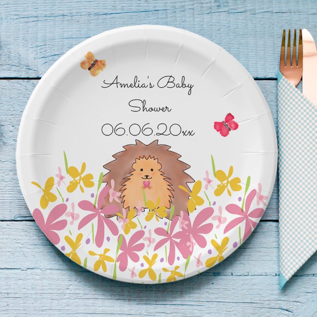 Personalized Cute Hedghog Baby Shower Paper Plates (Creator Uploaded)