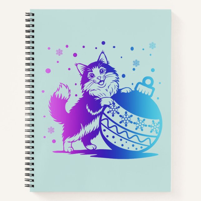 Personalized Cute Holiday cat Spiral Notebook (Front)