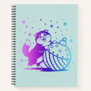 Personalized Cute Holiday cat Spiral Notebook