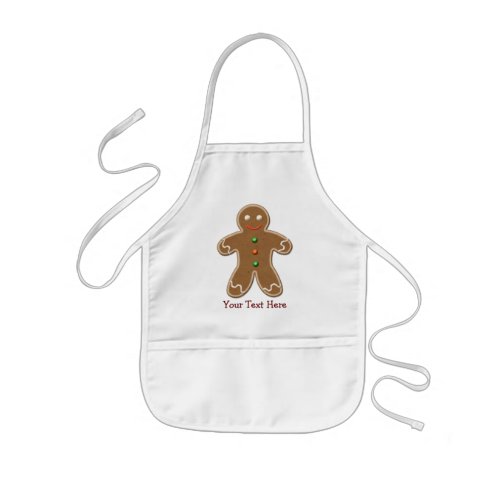 Personalized Cute Holiday Gingerbread Man Kids Apron
